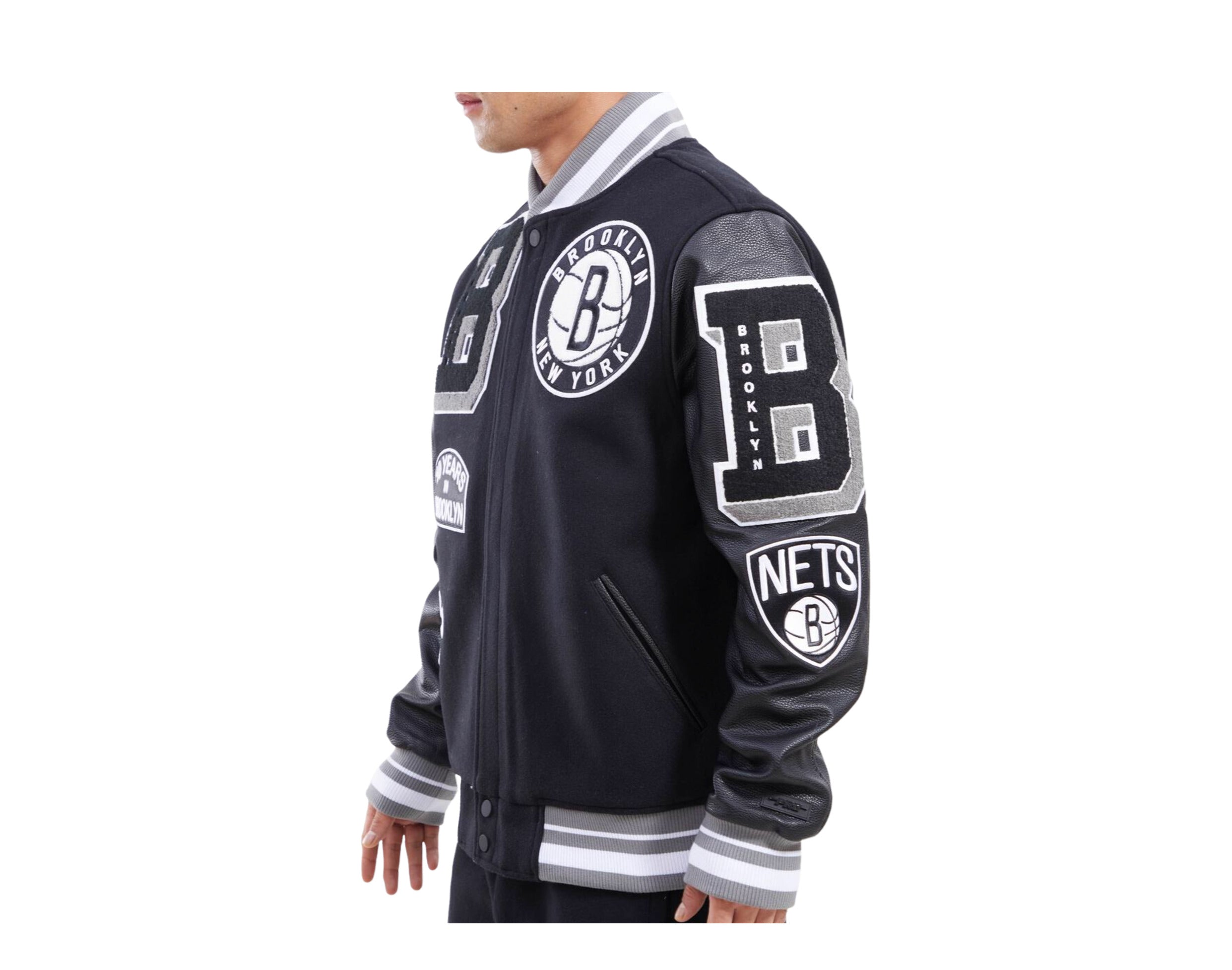 Pro Standard NBA Brooklyn Nets Mash Up Logo Varsity Men's Jacket