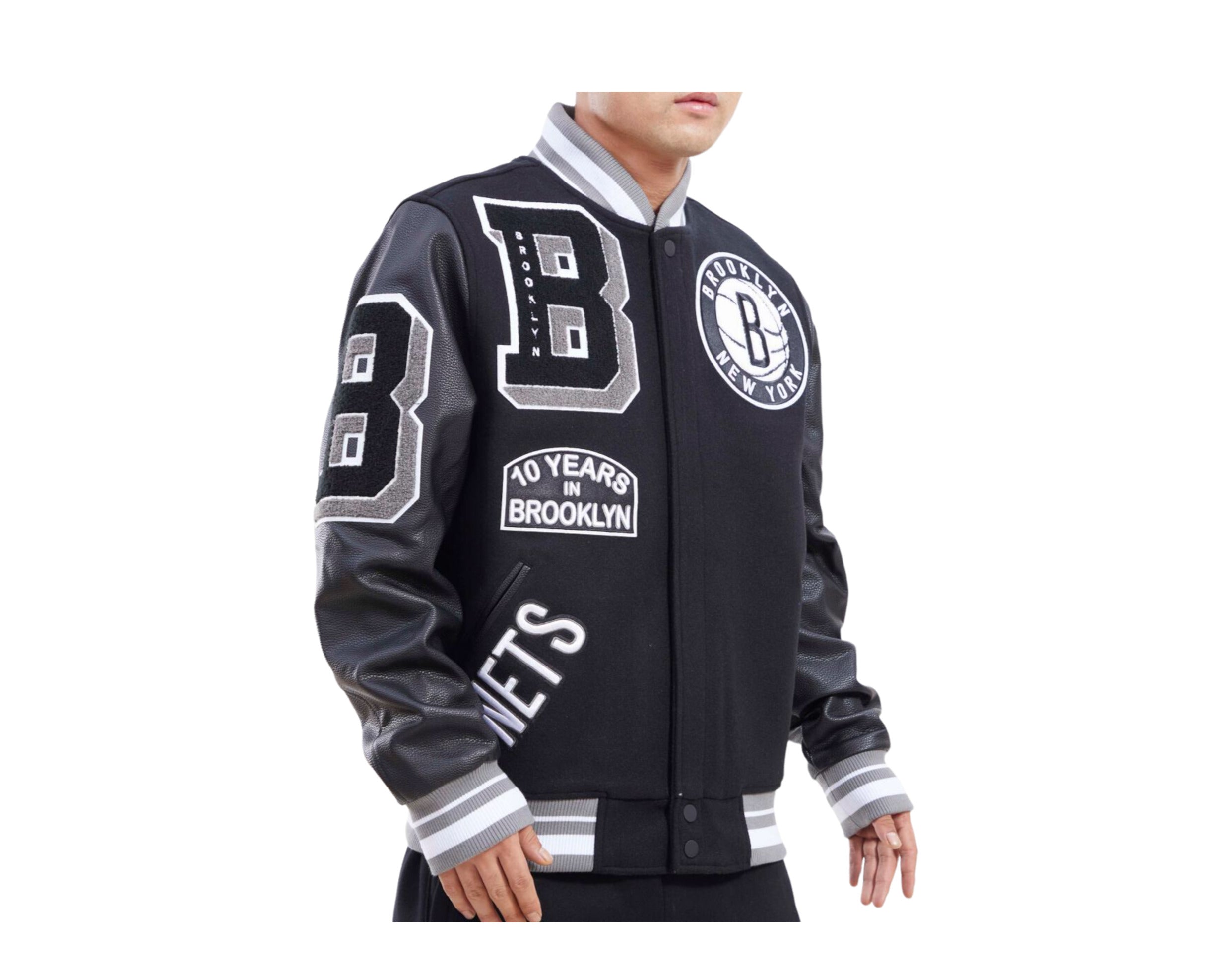 Pro Standard NBA Brooklyn Nets Mash Up Logo Varsity Men's Jacket