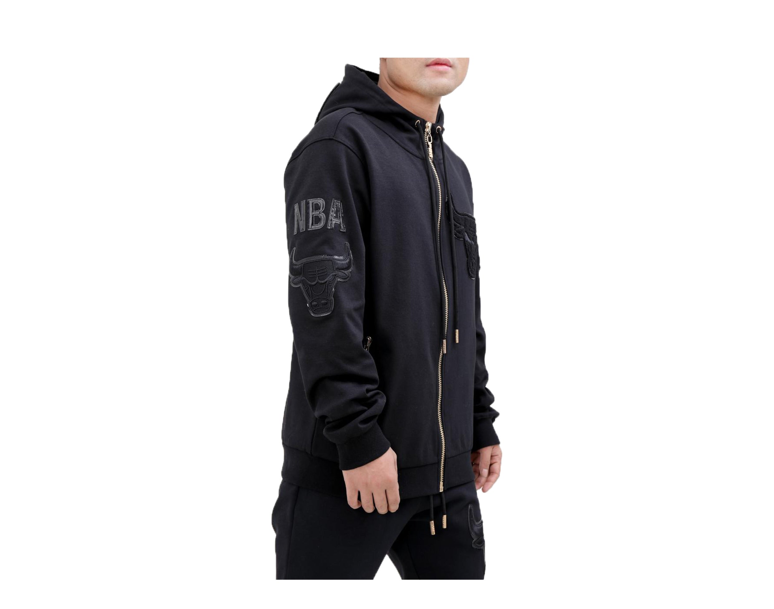 Pro Standard NBA Chicago Bulls Blended Triple Black Zip-Up Men's Hoodie