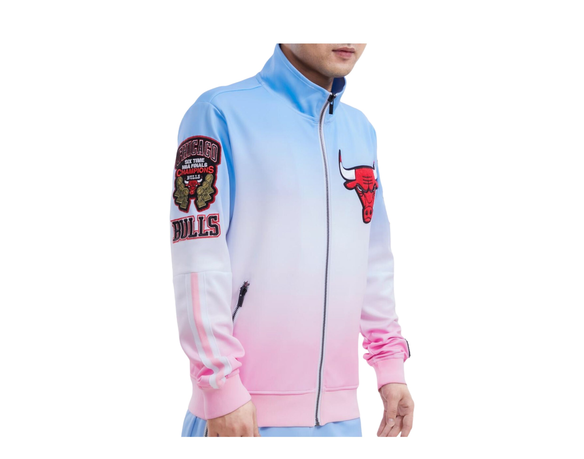 Grey WOMAN NBA Chicago Bulls Licensed Bomber Collar Oversize Fit Zippered  College Jacket 2305582