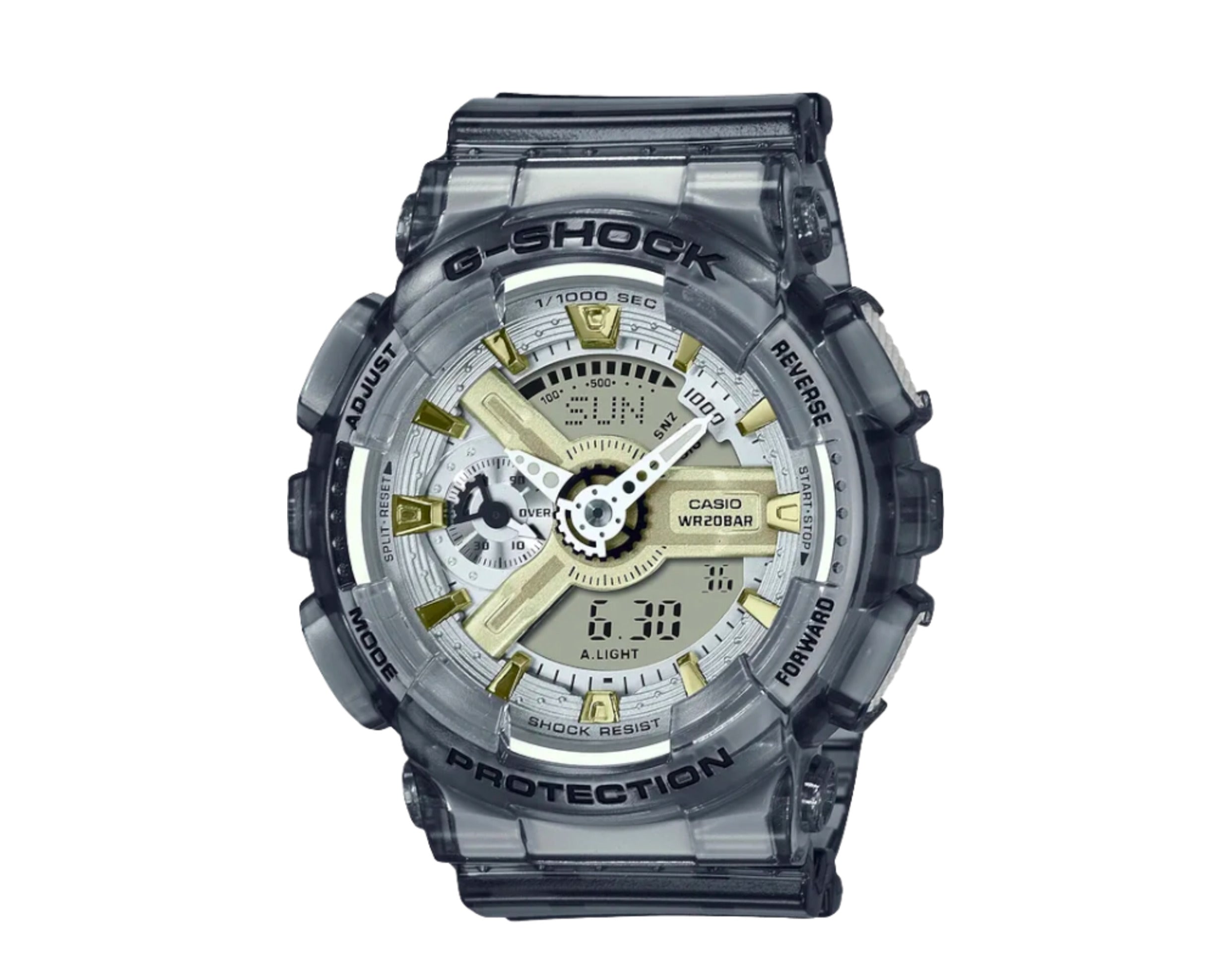 Casio G-Shock GMAS110GS S Series Semi-Transparent Analog Digital Resin Women's Watch