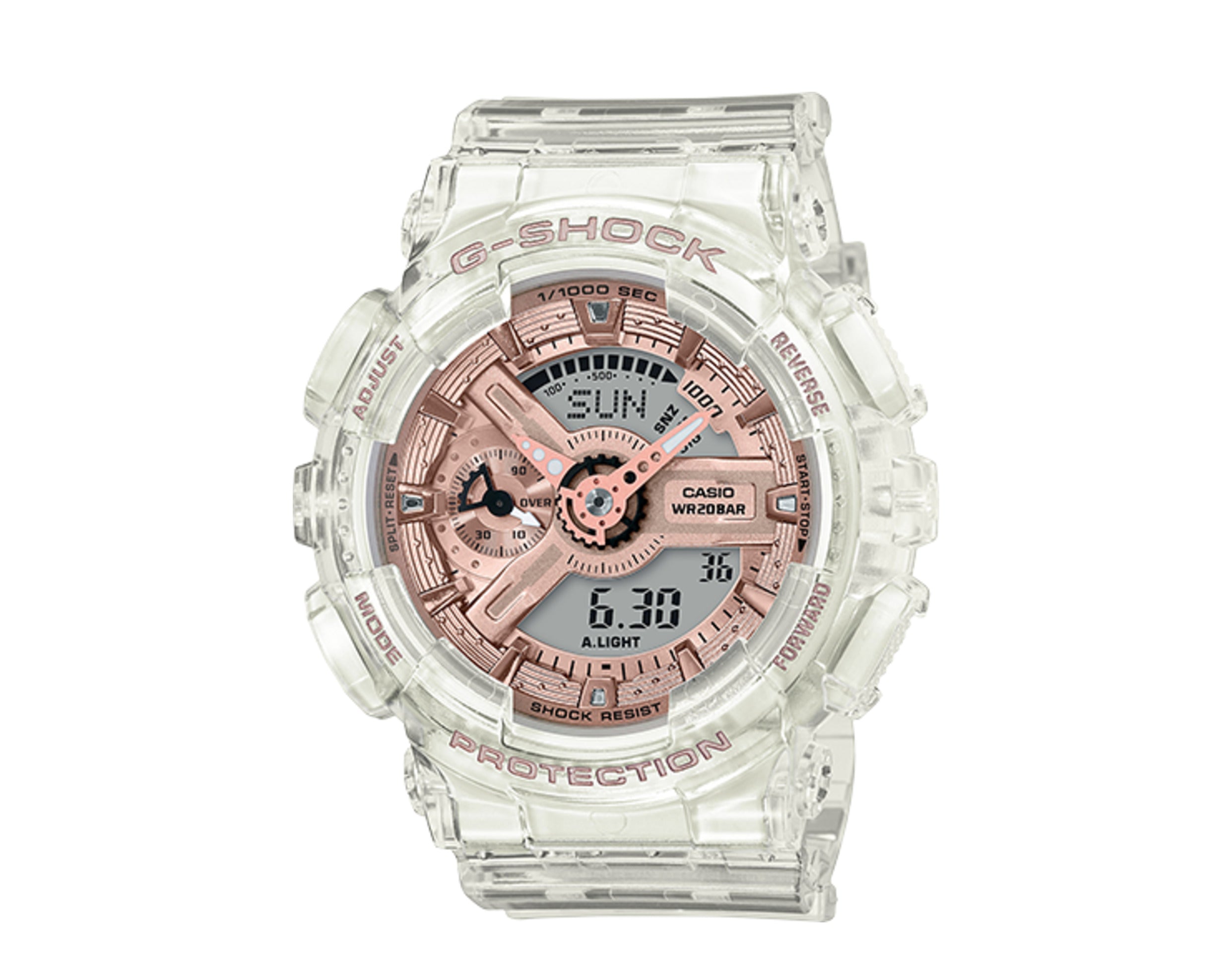 Casio G-Shock GMAS110 S Series Metallic Face Analog Digital Skeleton Resin Women's Watch