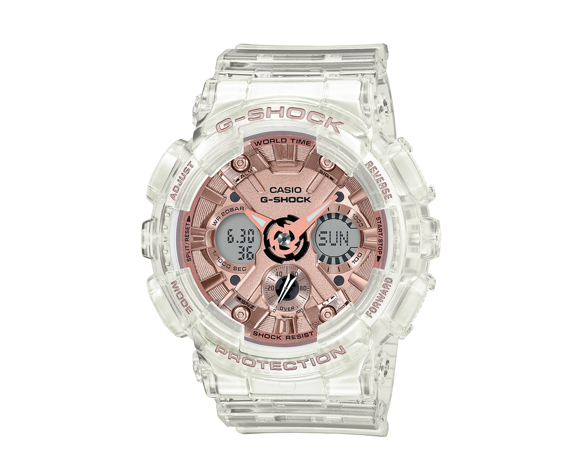 Casio G-Shock GMAS120 S Series Metallic Face Analog Digital Skeleton Resin Women's Watch