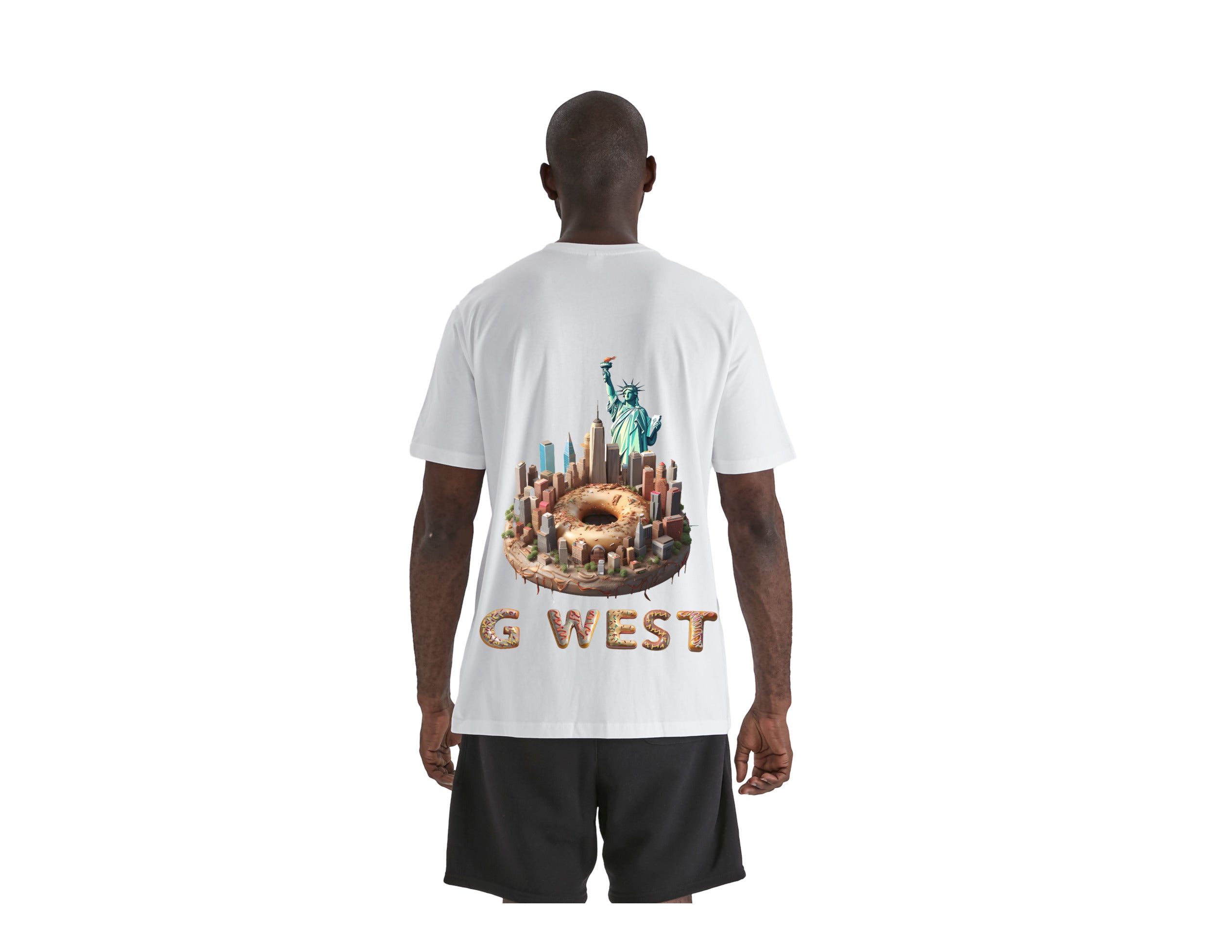 G West NYC Bagel & Donut Graphic Crew Neck Men's T-Shirt