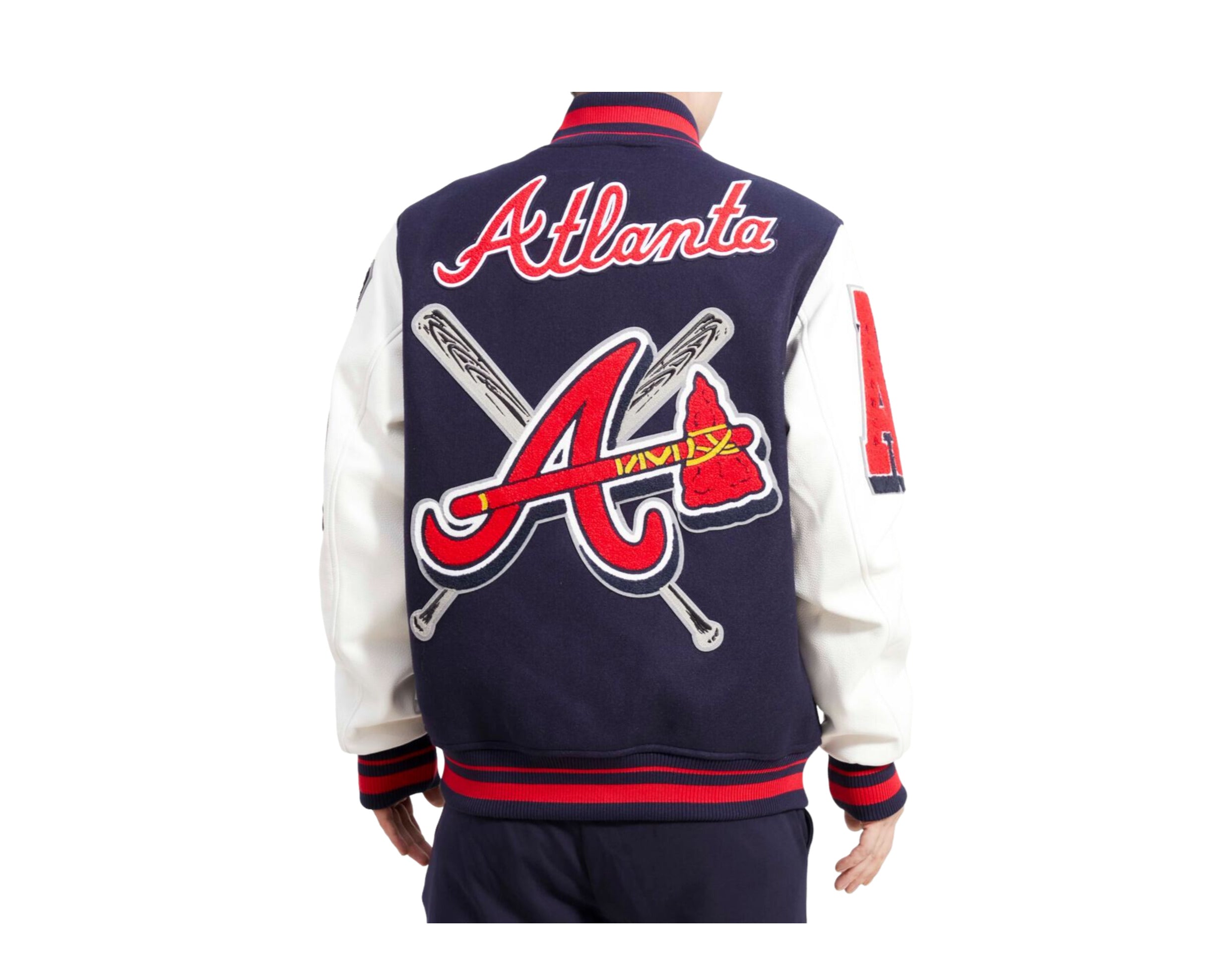 Atlanta Braves Pro Standard Mash Up Logo Varsity Full-Zip Jacket - Navy