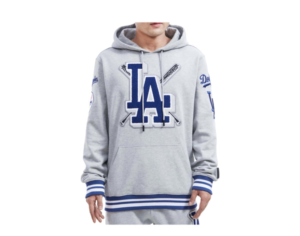 Men's Pro Standard Heather Gray Los Angeles Dodgers Mash Up Logo Pullover Hoodie Size: Medium
