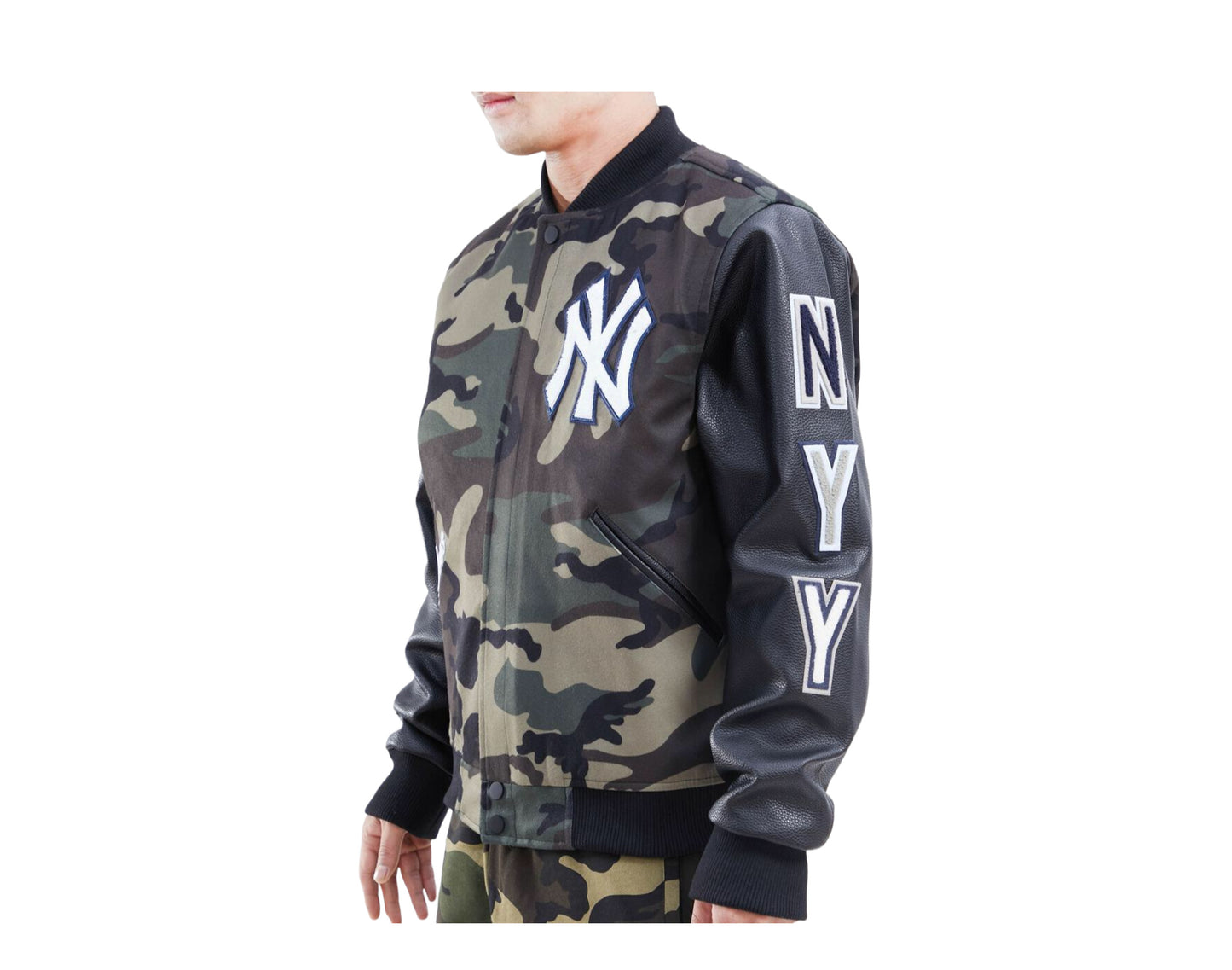 NEW YORK METS CAMO LOGO VARSITY JACKET (BLACK/CAMO)