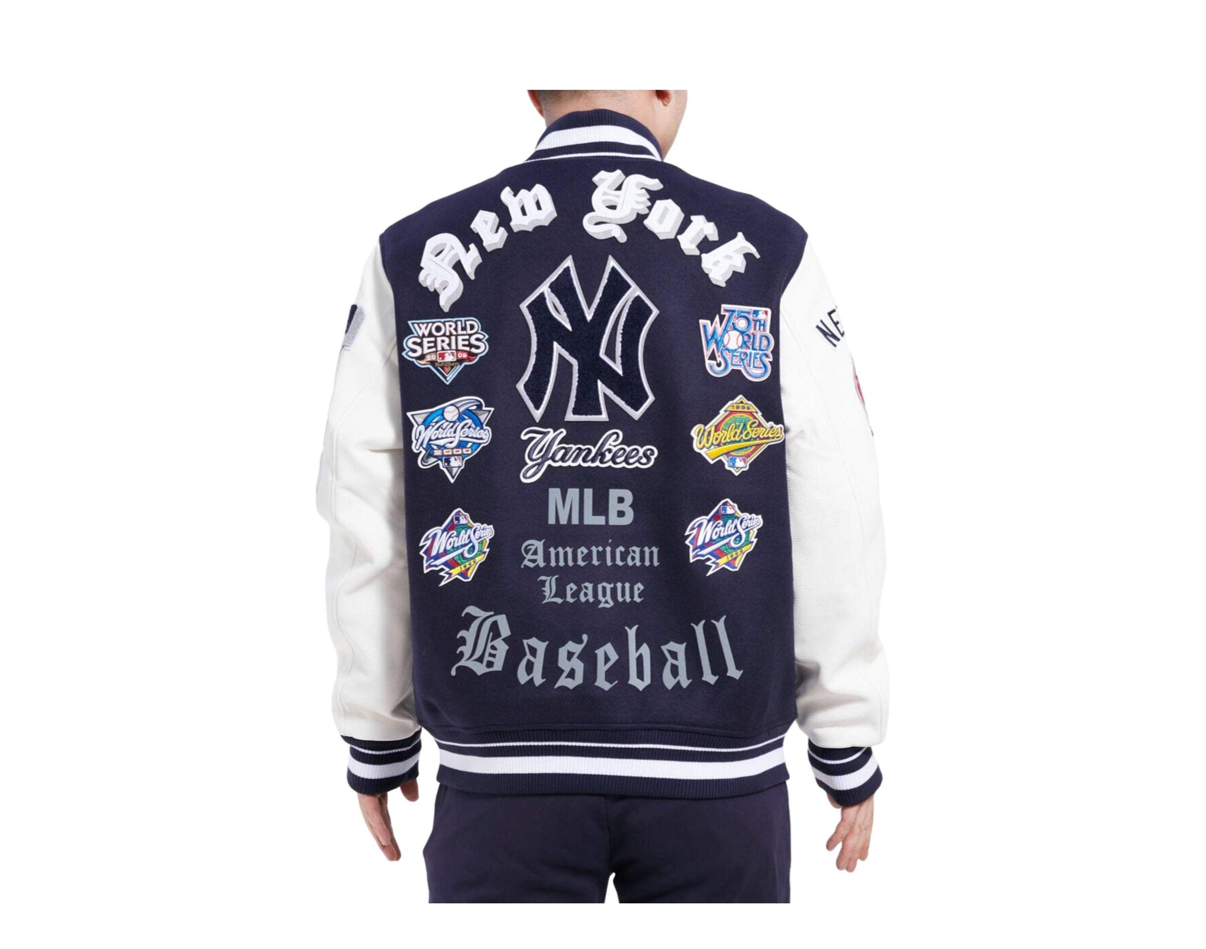 Wool/Leather Black New York Yankees World Series Varsity Jacket