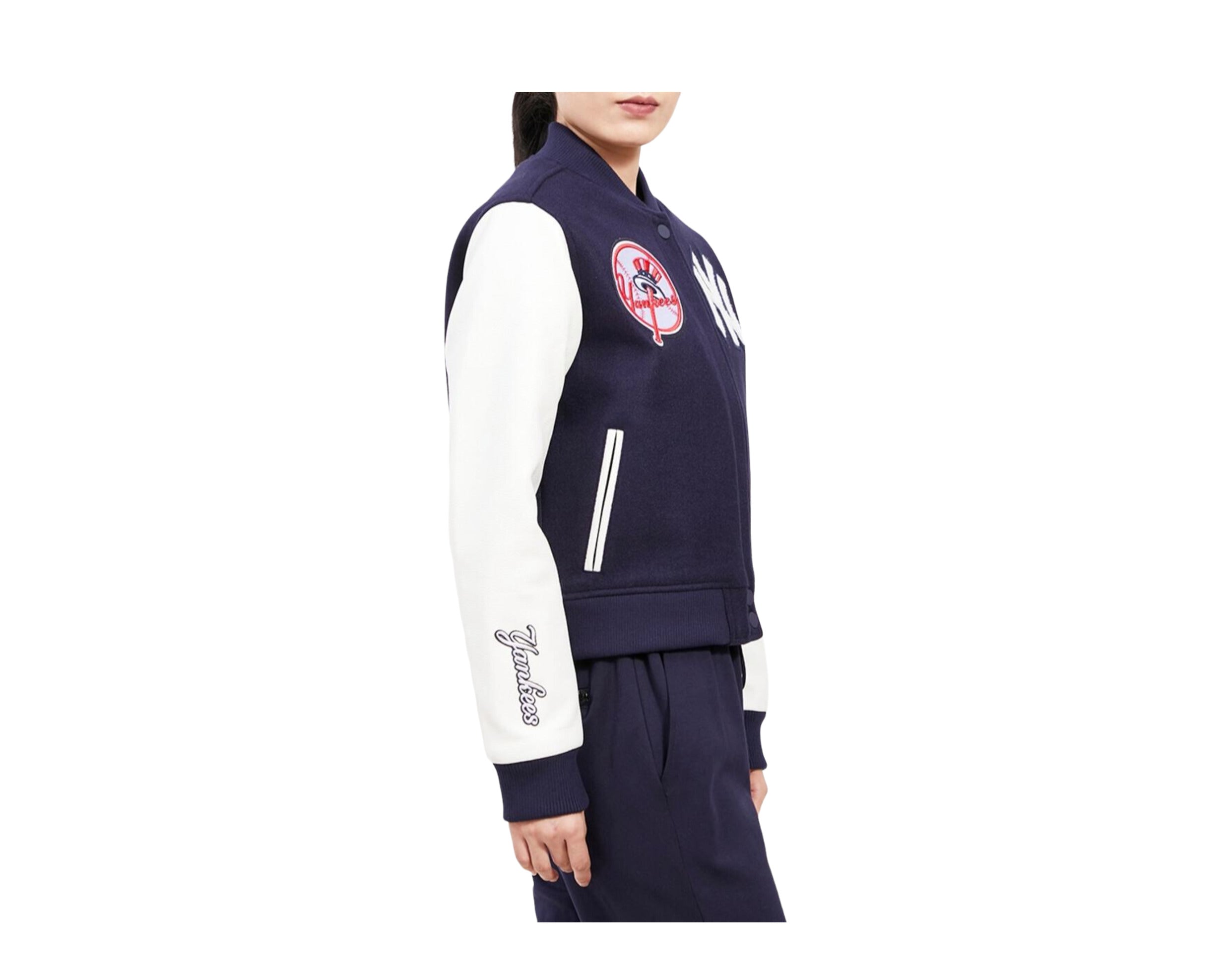 Women's New York Yankees Pro Standard Navy Wool Full-Zip Varsity Jacket