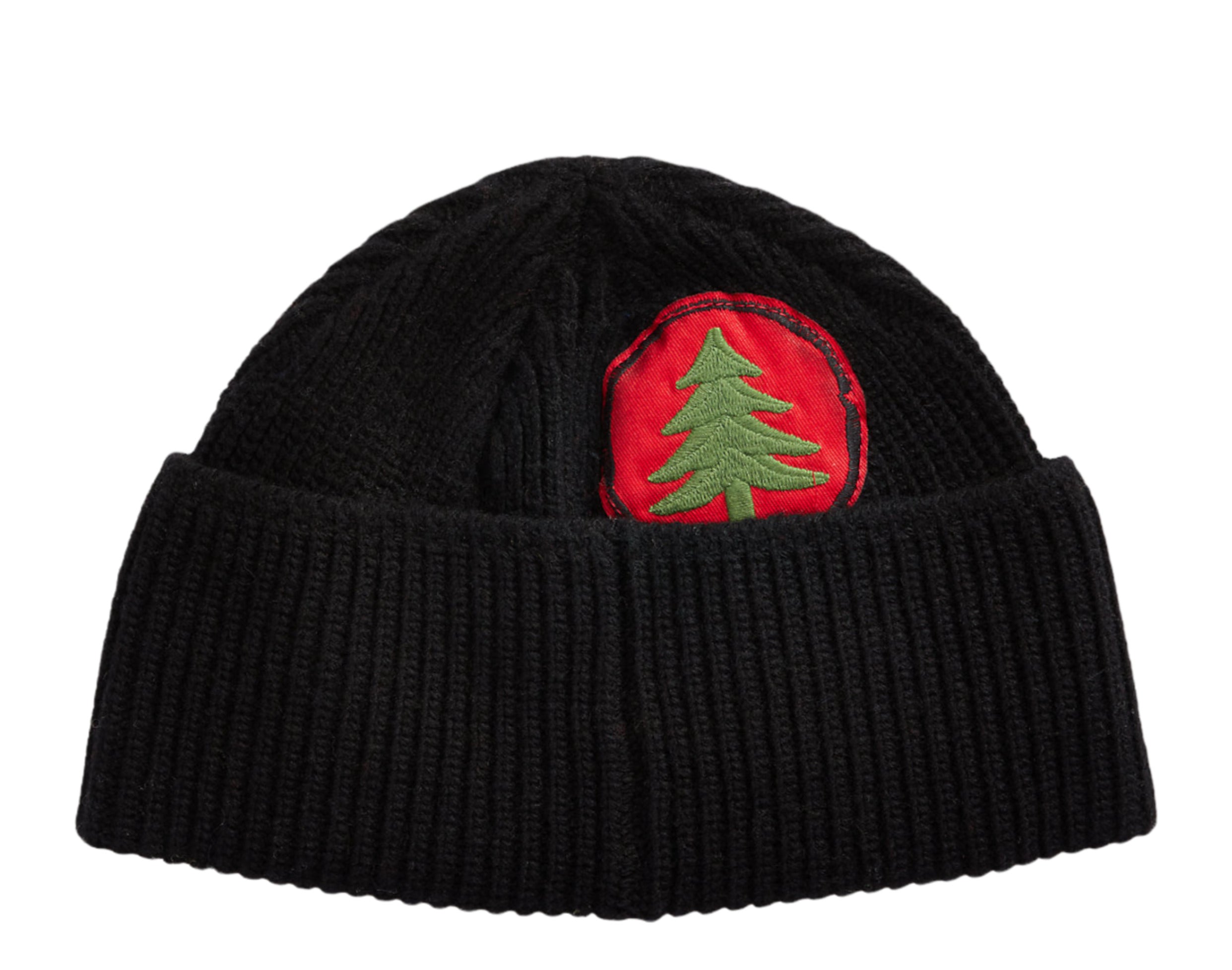 San Francisco City Name Rubber Patch Ribbed Winter Knit Pom Beanie  (Black/Red) at  Men's Clothing store