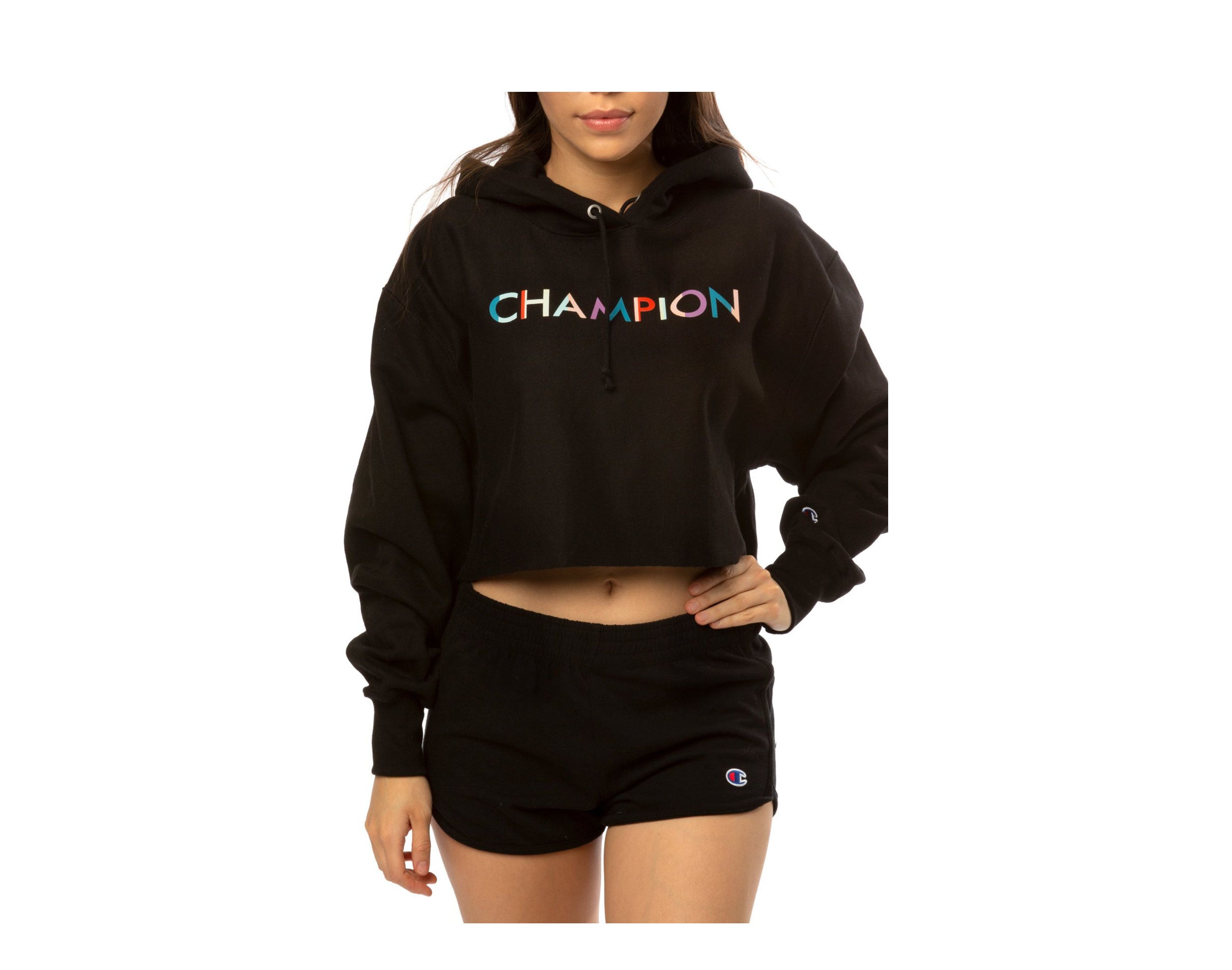 Champion C-Life Reverse Weave Cropped Cut Off Colorblock Women's Hoodie